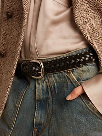 Women's belt black leather