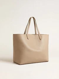 Dove-gray Pasadena Bag in smooth leather with gold logo