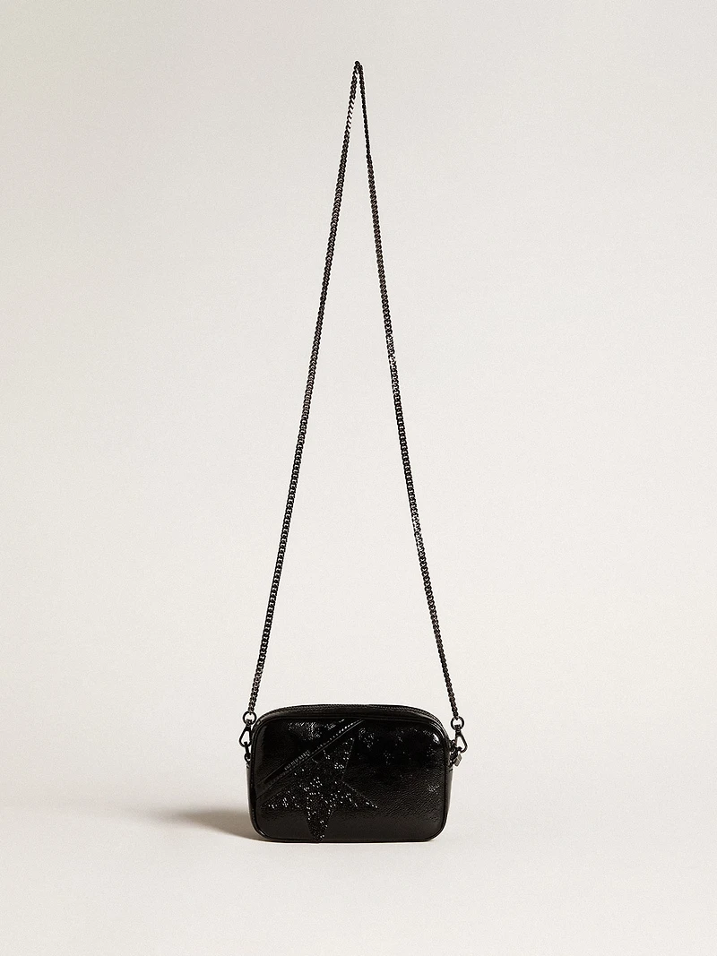 Mini Star Bag in black leather with Swarovski crystal star