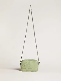 Mini Star Bag in light green snake-print leather
