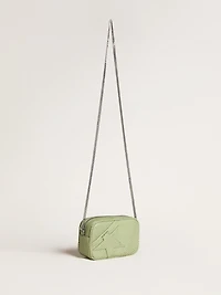 Mini Star Bag in light green snake-print leather