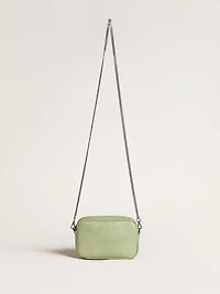 Mini Star Bag in light green snake-print leather