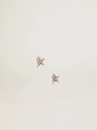 Women's stud earrings in antique gold color with decorative beads