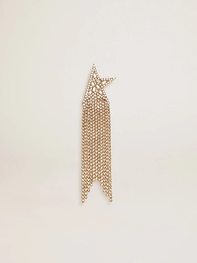 Women's single drop earring in antique gold color with decorative crystals