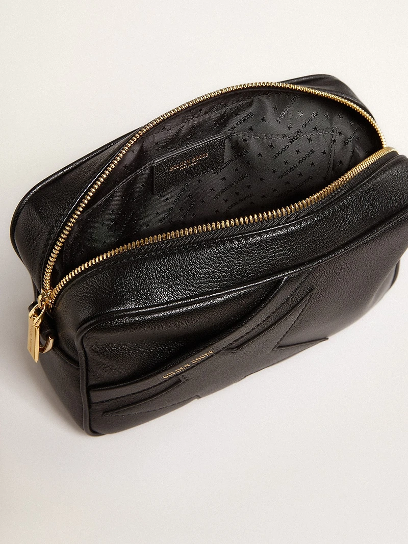 Star Bag in black leather with tone-on-tone star