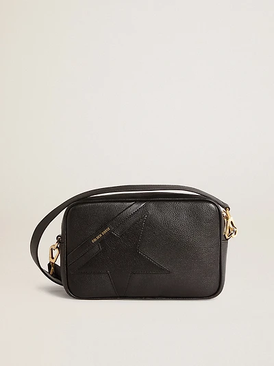 Star Bag in black leather with tone-on-tone star