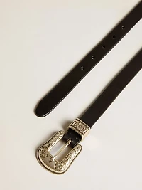 Black belt washed leather with silver color buckle