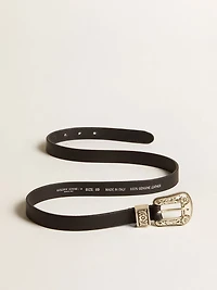 Black belt washed leather with silver color buckle