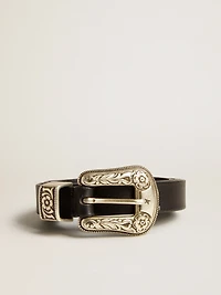 Black belt washed leather with silver color buckle