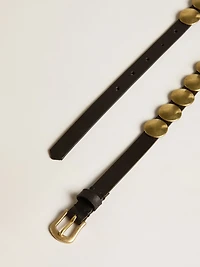 Black Trinidad belt washed leather with gold studs