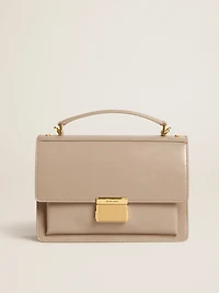 Venezia Bag in beige boarded leather with gold details