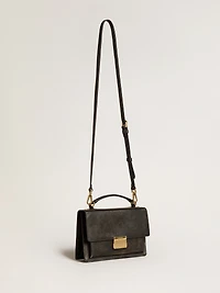 Venezia Bag in black distressed leather with gold details