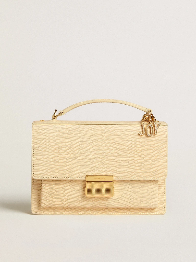 Venezia Bag in beige python-print leather with gold details