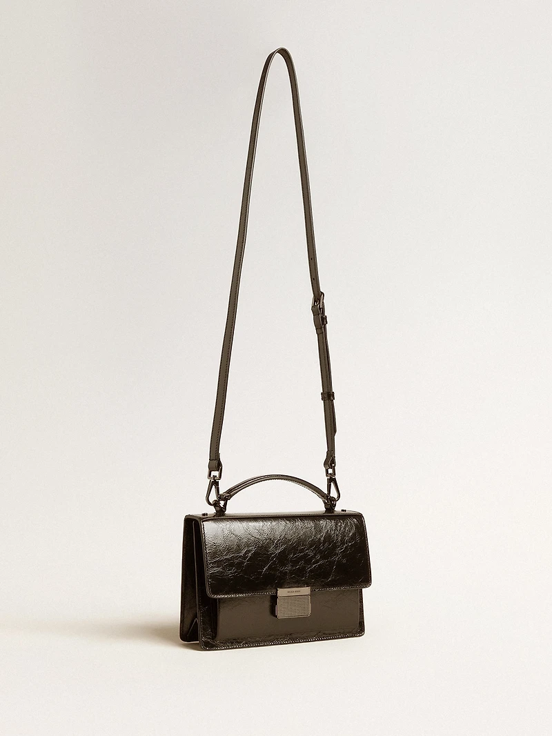 Venezia Bag in black metallic leather with black details