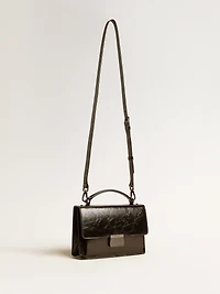 Venezia Bag in black metallic leather with black details