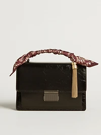 Venezia Bag in black metallic leather with black details