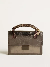 Venezia Bag in anthracite-gray metallic leather with black details