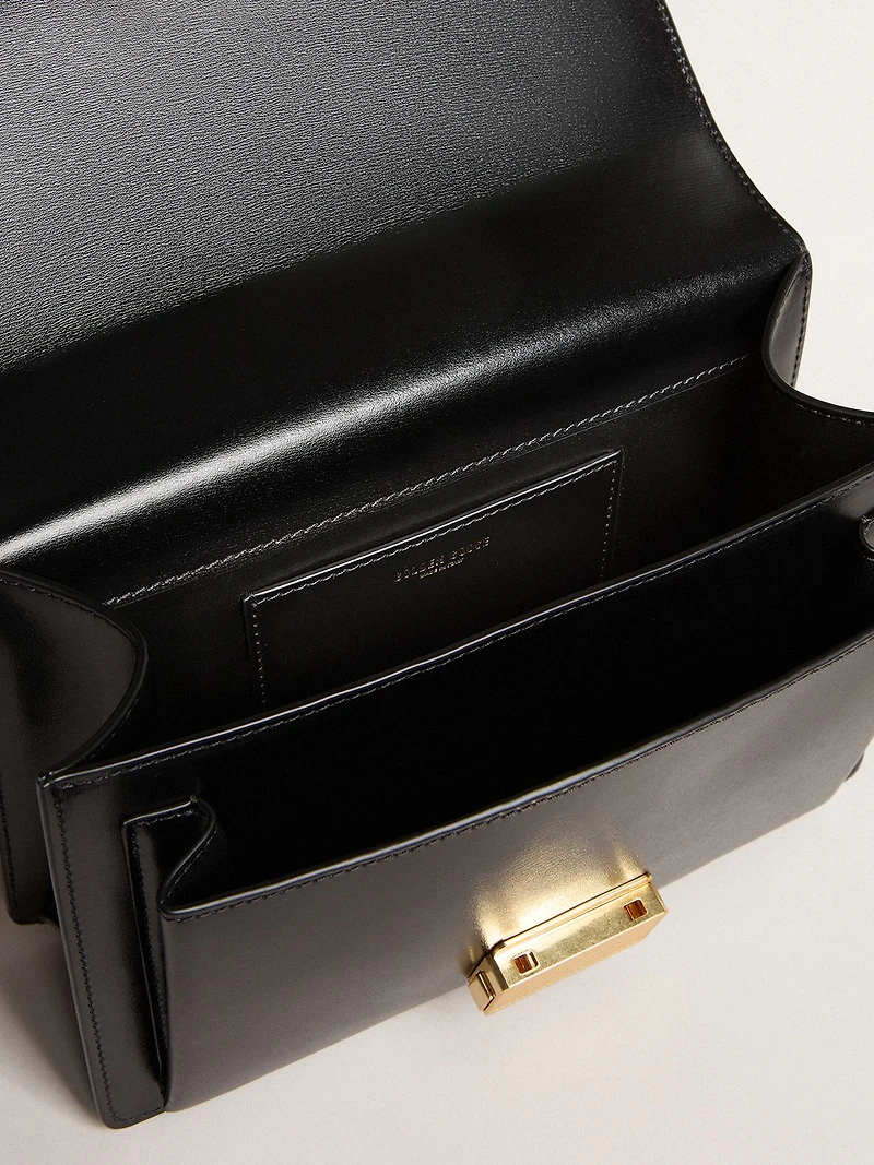 Venezia Bag in black boarded leather with multicolored scarf
