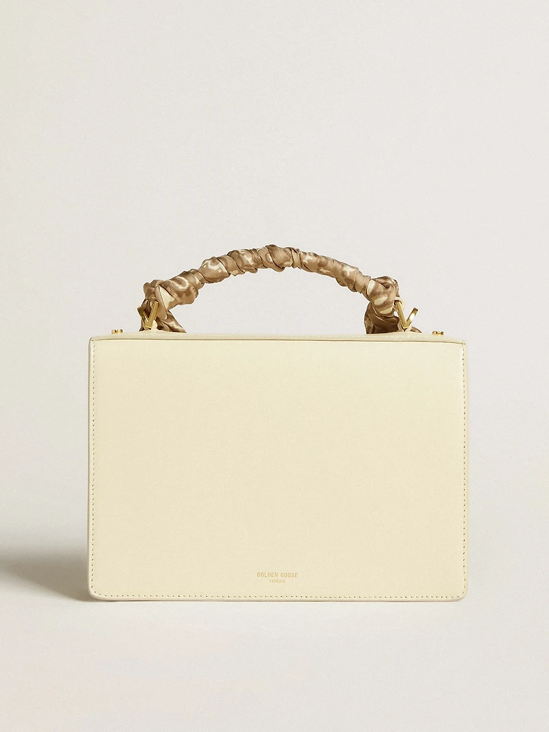 Venezia Bag in butter-colored boarded leather with silk scarf
