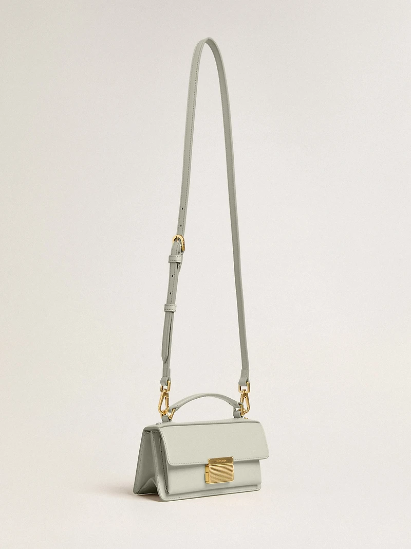 Small Venezia Bag in mineral-gray boarded leather with gold details