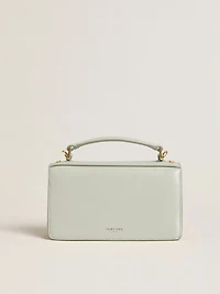 Small Venezia Bag in mineral-gray boarded leather with gold details