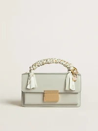 Small Venezia Bag in mineral-gray boarded leather with gold details