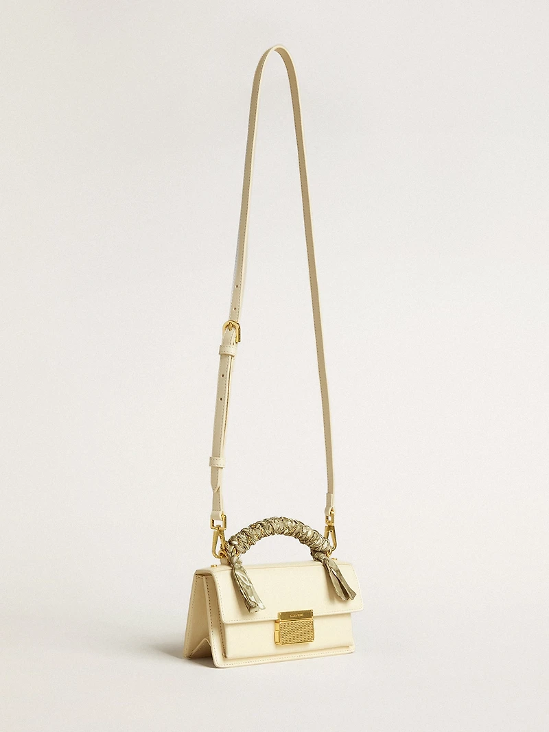 Small Venezia Bag in butter-colored boarded leather with braided scarf