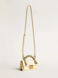 Small Venezia Bag in butter-colored boarded leather with braided scarf