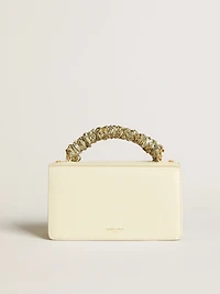 Small Venezia Bag in butter-colored boarded leather with braided scarf