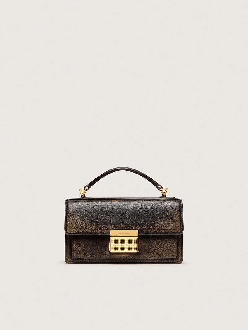 Small Venezia Bag in dark brown leather with gold buckle