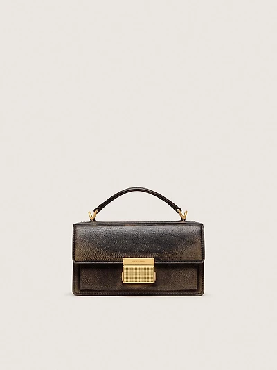 Small Venezia Bag in dark brown leather with gold buckle