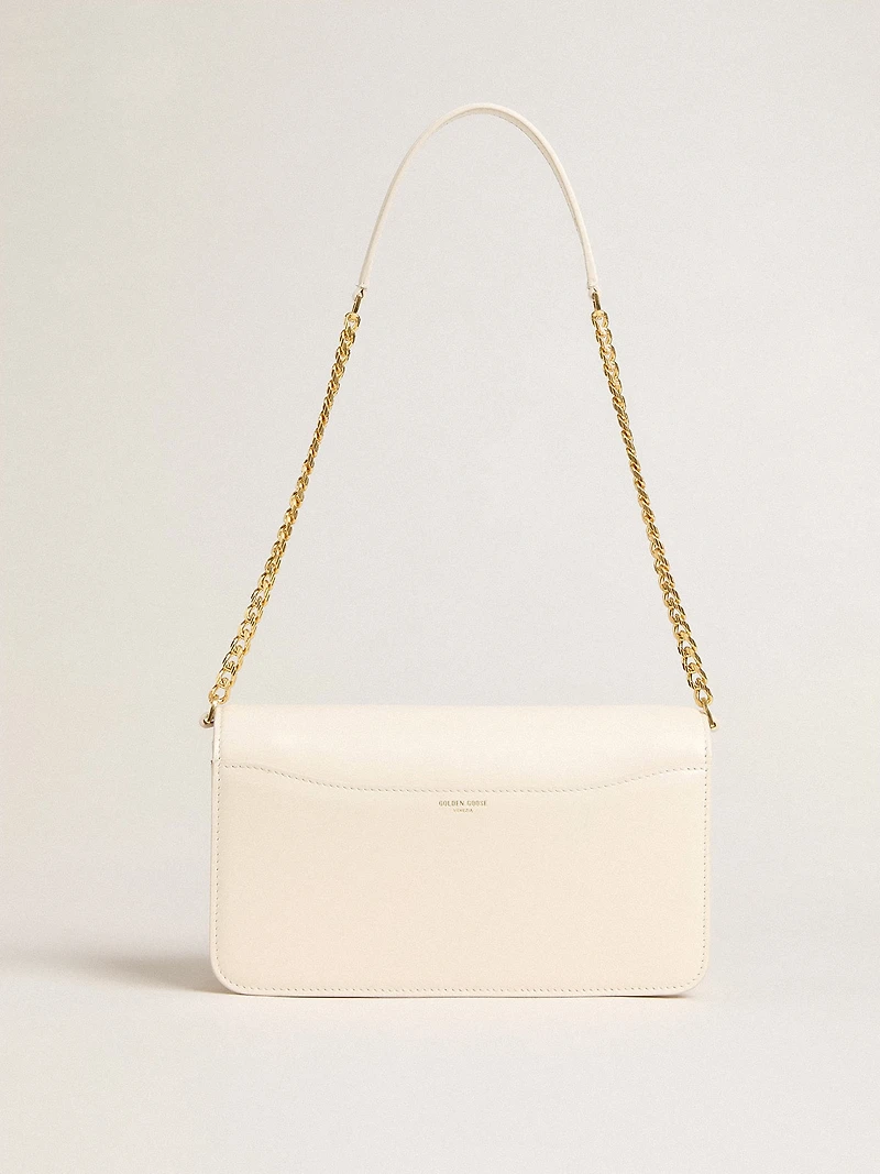 Gioia Bag in butter-colored boarded leather with gold details