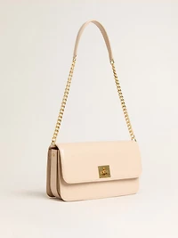 Gioia Bag in pale pink boarded leather with gold details