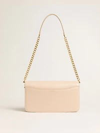 Gioia Bag in pale pink boarded leather with gold details
