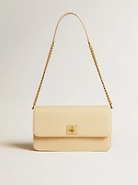 Gioia Bag in vanilla-colored sheepskin leather with gold details