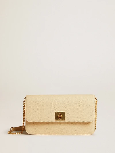Gioia Bag in vanilla-colored sheepskin leather with gold details