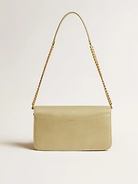 Gioia Bag in mineral-gray sheepskin leather with gold details