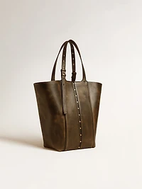 24/7 Bag North South in black distressed leather with adjustable handles