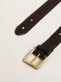Women’s black belt washed leather with gold studs