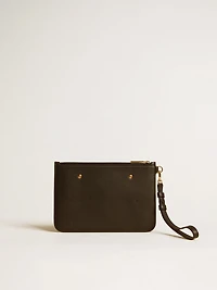 Pouch in black leather with raised logo