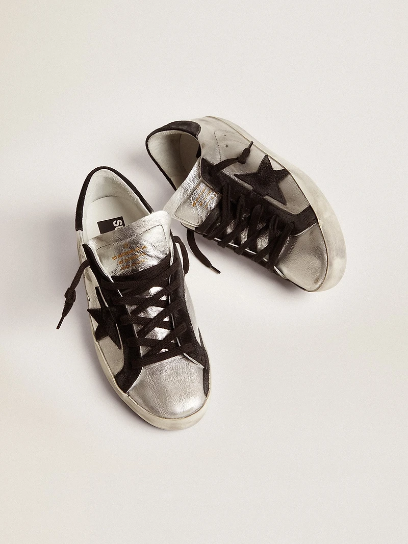 Women's Super-Star silver leather with contrasting inserts
