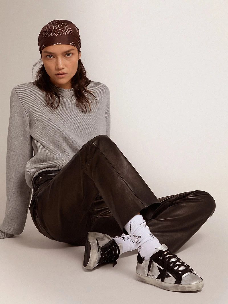 Women's Super-Star silver leather with contrasting inserts