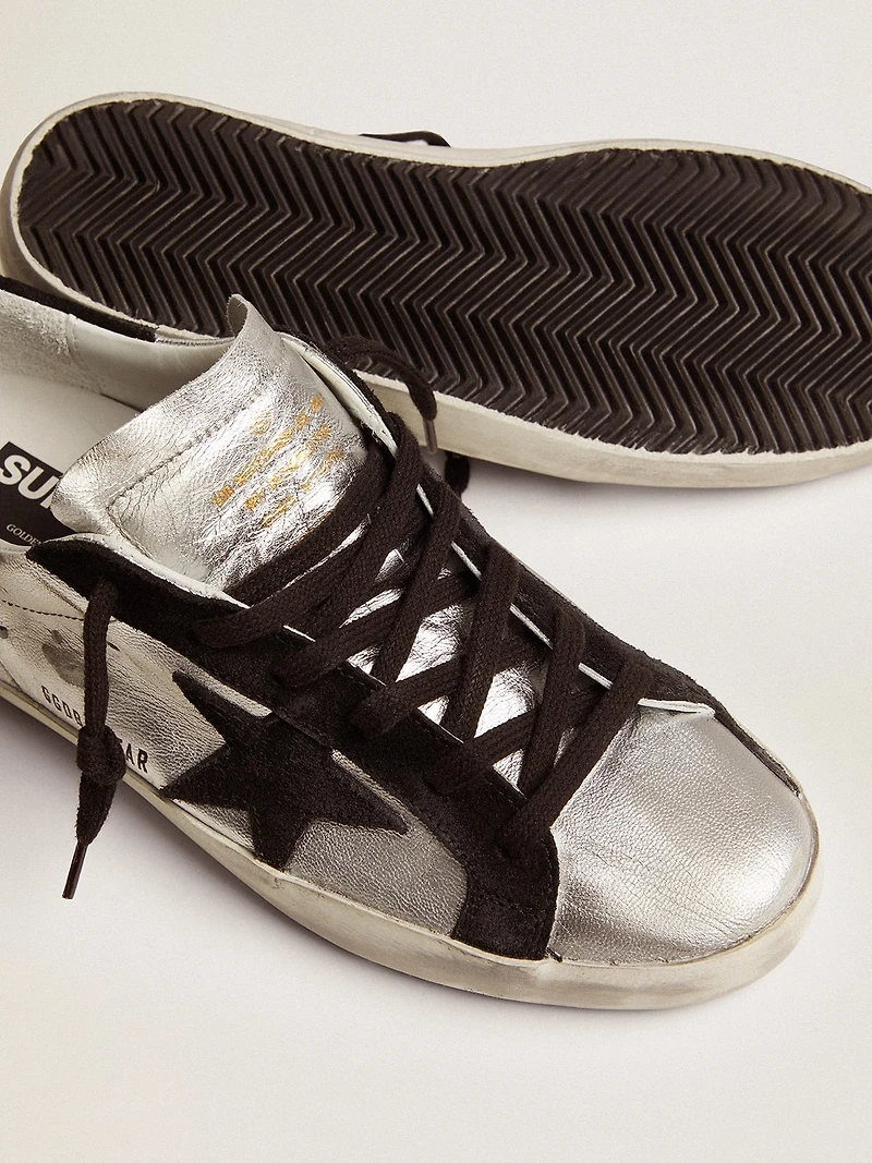 Women's Super-Star silver leather with contrasting inserts