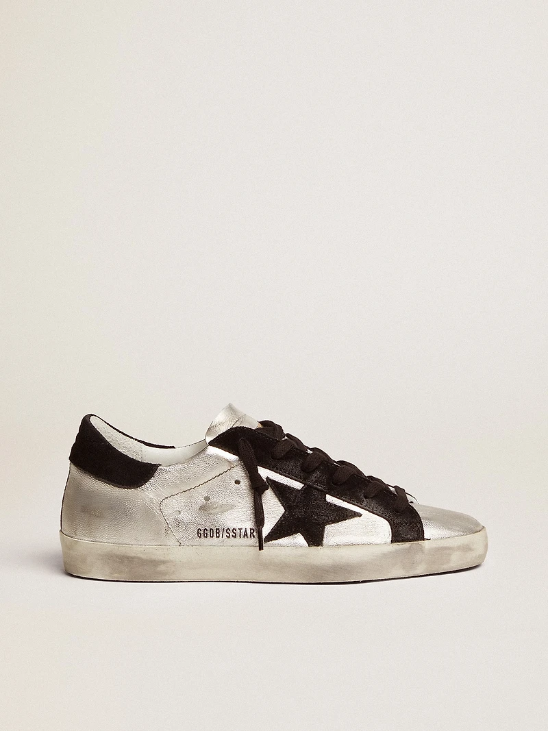 Women's Super-Star silver leather with contrasting inserts
