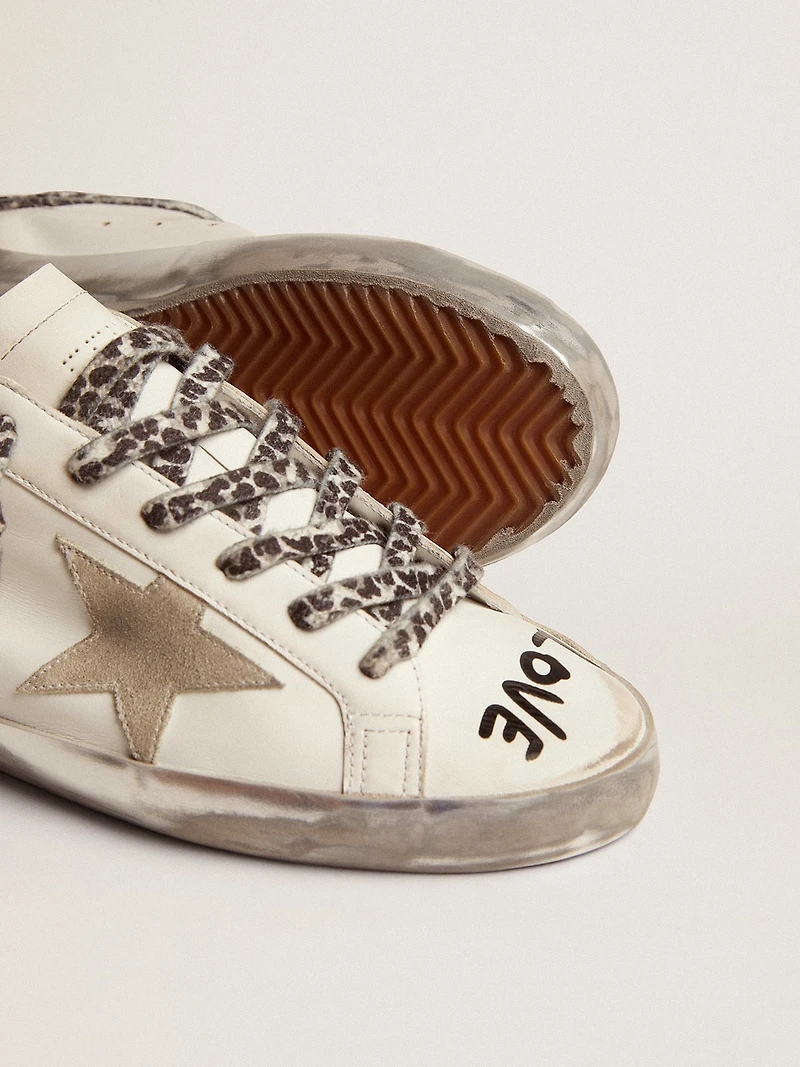 Women's Super-Star white leather with gray suede star