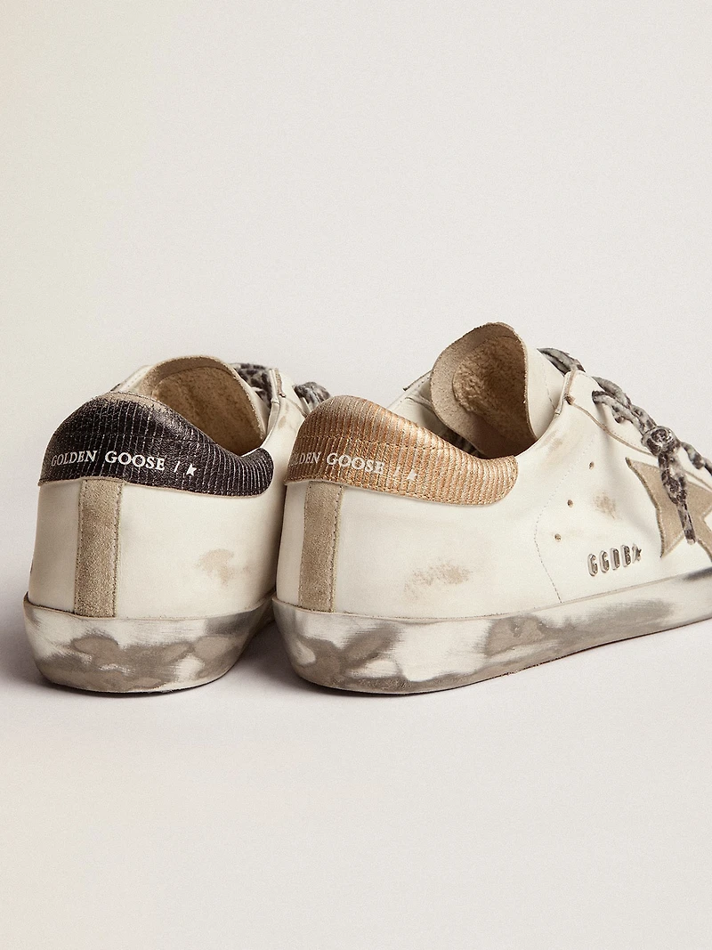 Women's Super-Star white leather with gray suede star