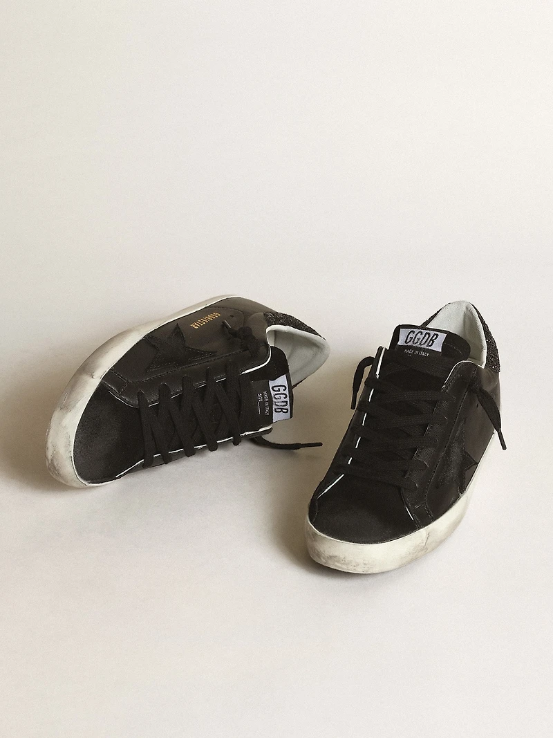 Women's Super-Star black nappa with star and glitter heel tab