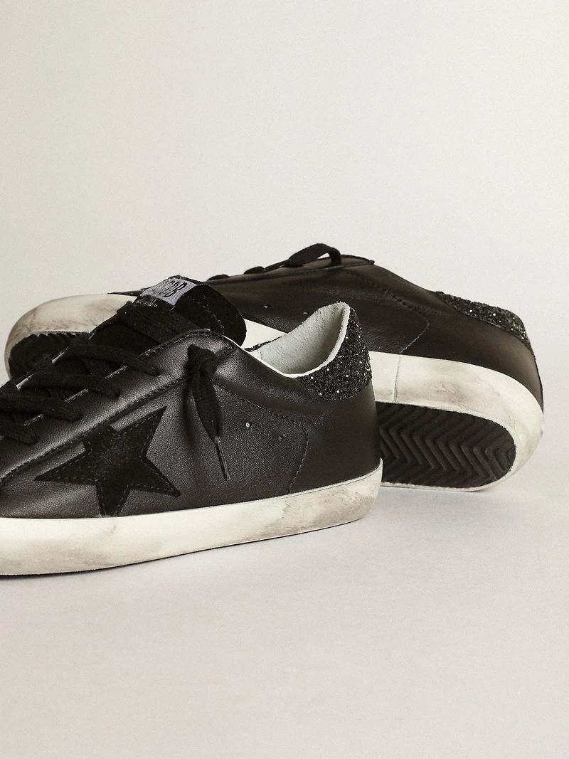 Women's Super-Star black nappa with star and glitter heel tab