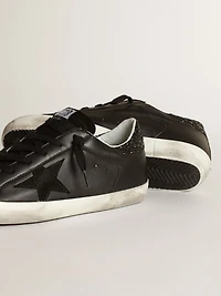 Women's Super-Star black nappa with star and glitter heel tab