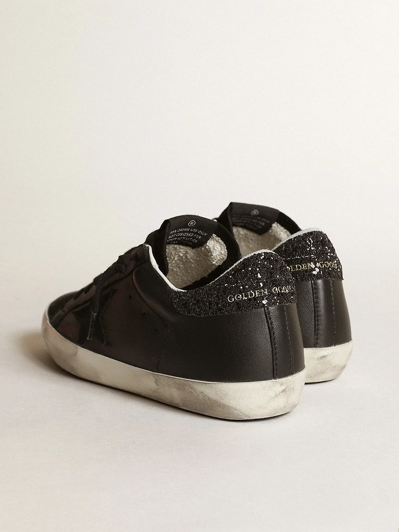 Women's Super-Star black nappa with star and glitter heel tab